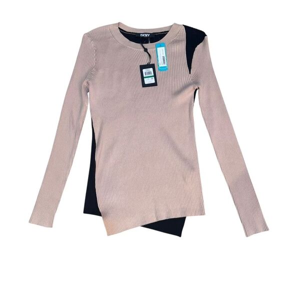 NWT DKNY Women's Pink Colorblock Long Sleeve Sweater - Picture 1 of 5